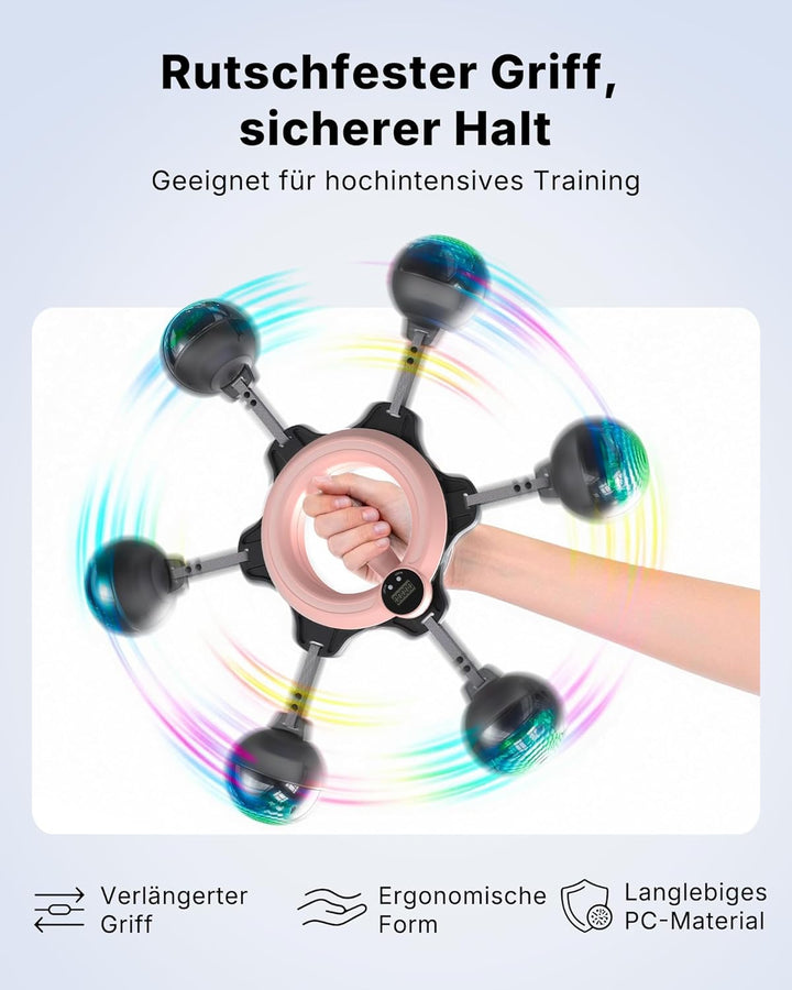 MERACH Unterarmtrainer mit Zähler & RGB-Lichtern, 360° Rotierender Armtrainer für Zuhause Büro, Geei