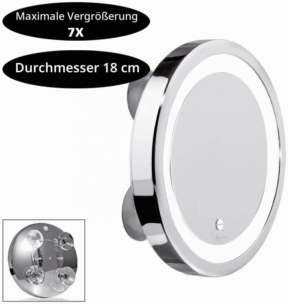 MACOM 211 Kosmetikspiegel Solar Sensation, hell beleuchtet zum Schminken, Vergrösserungsspiegel mit
