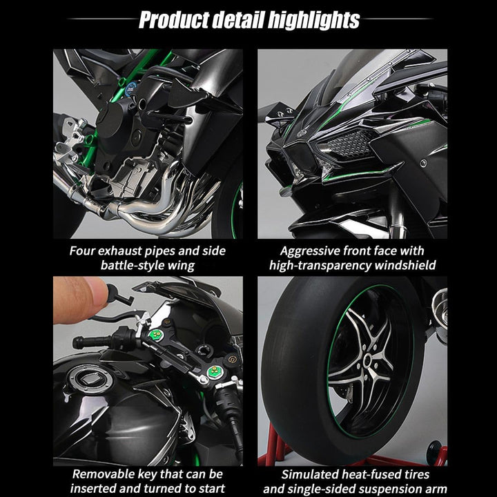 1/6 Legierung Dynamisches Motorrad Modell, Simulations Fahrrad mit Zündsystem Rauchspray, Kohlefaser