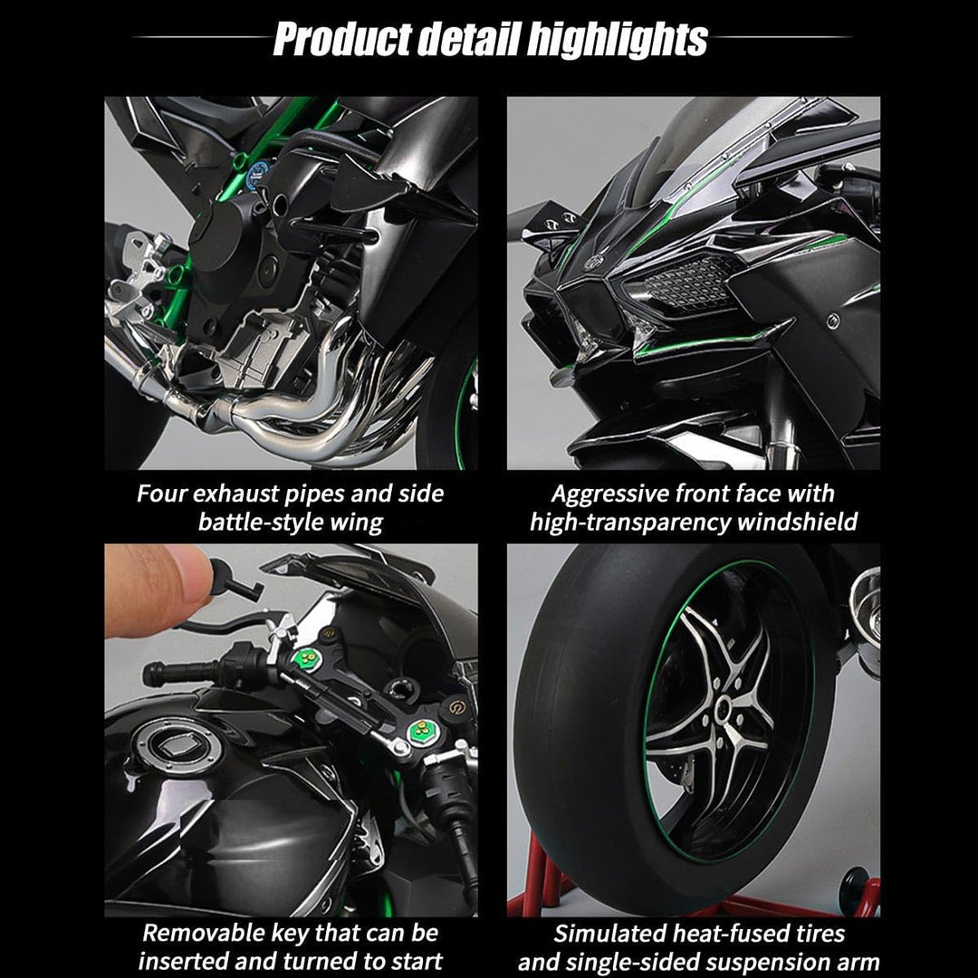 1/6 Legierung Dynamisches Motorrad Modell, Simulations Fahrrad mit Zündsystem Rauchspray, Kohlefaser