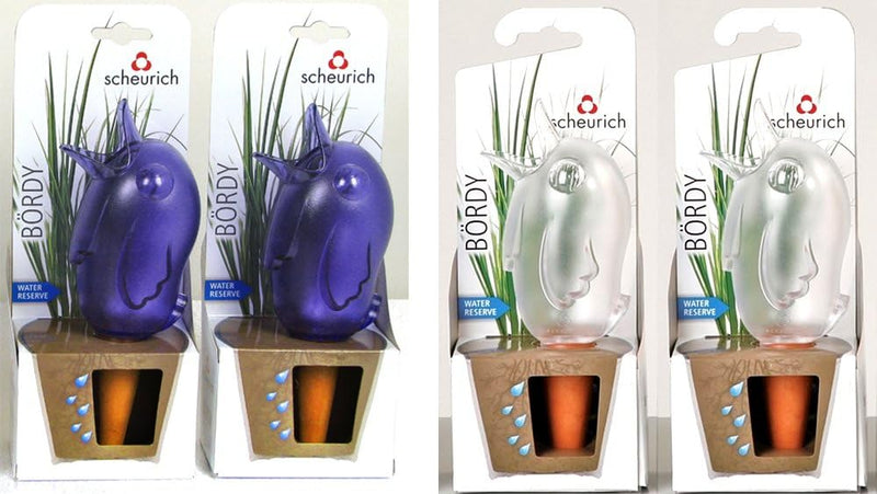 Scheurich Wasserspender Bördy S | 4er Set Lila/Transparent | 90 ml Füllmenge | Bewässerungskugel kle