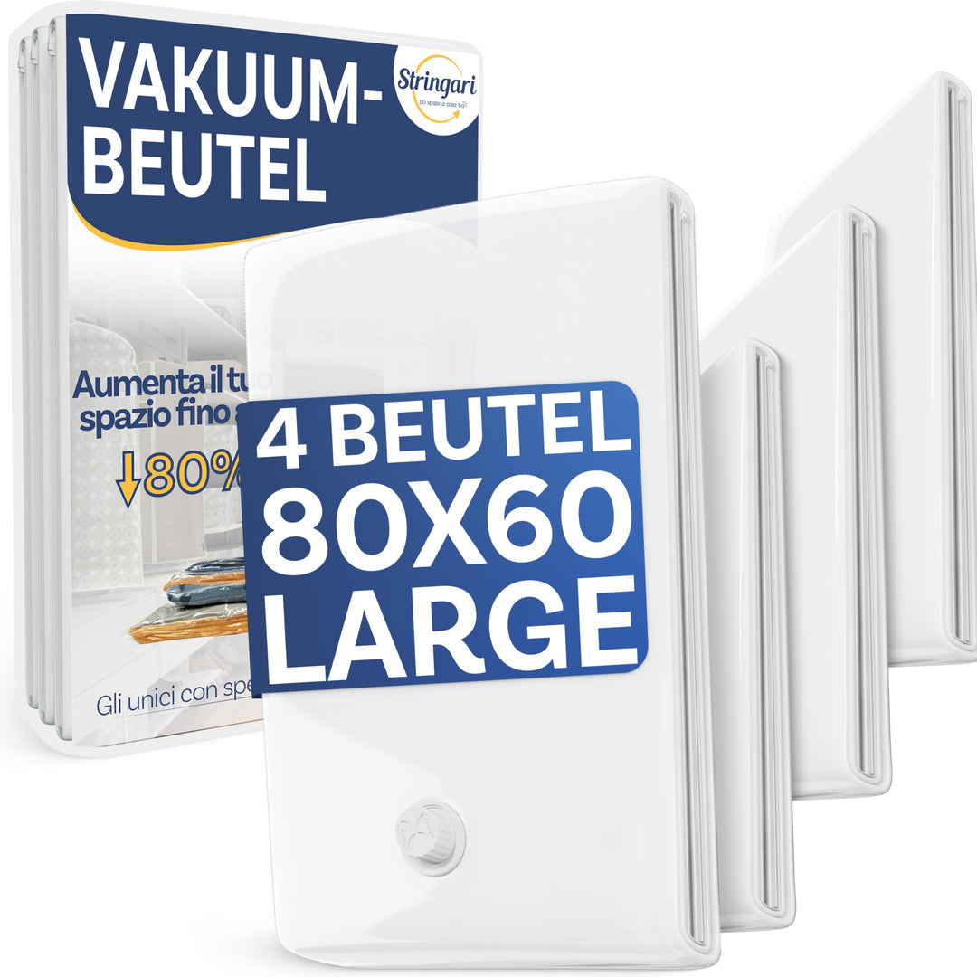 Stringari Vakuumbeutel für Kleidung Staubsauger 4er Set L 80x60 – Vakuumbeutel für Bettdecken von Hö