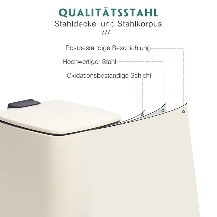Kosmetikeimer 8L, Mülleimer bad, Badmülleimer mit Deckel, (Soft Close) Tretmülleimer aus Metall für