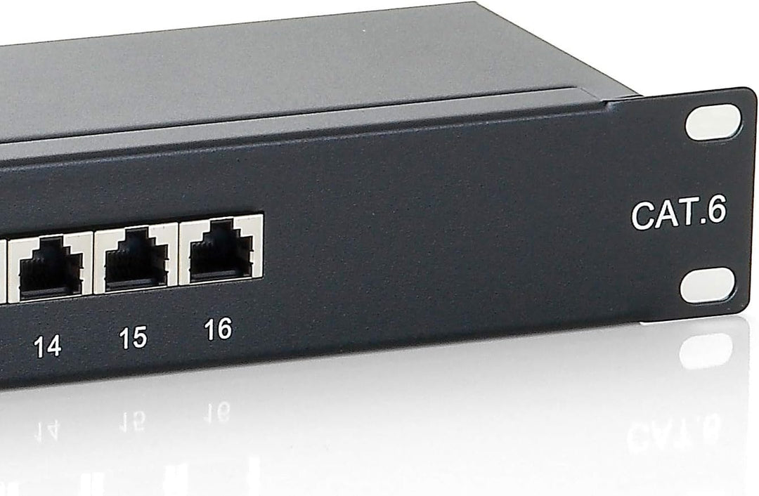 Equip Patchpanel 16x RJ45 Cat6 19" 1HE schwarz 16 Ports Schwarz, 16 Ports Schwarz