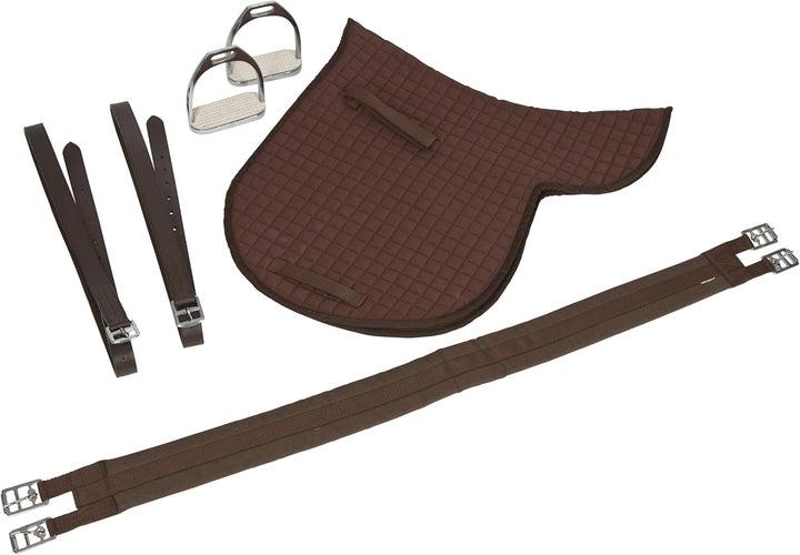 Kerbl 32198 Hafl.-Sattelset braun (incl.Gurt,Decke,Steigbügel,-riemen) braun Haflinger: 17.5 inches,
