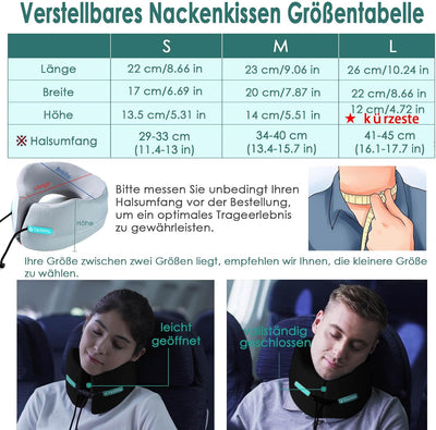 Joscoal Reisekissen Nackenkissen Reisekissen für Flugzeug Nackenhörnchen Memory Foam Travel Pillow A