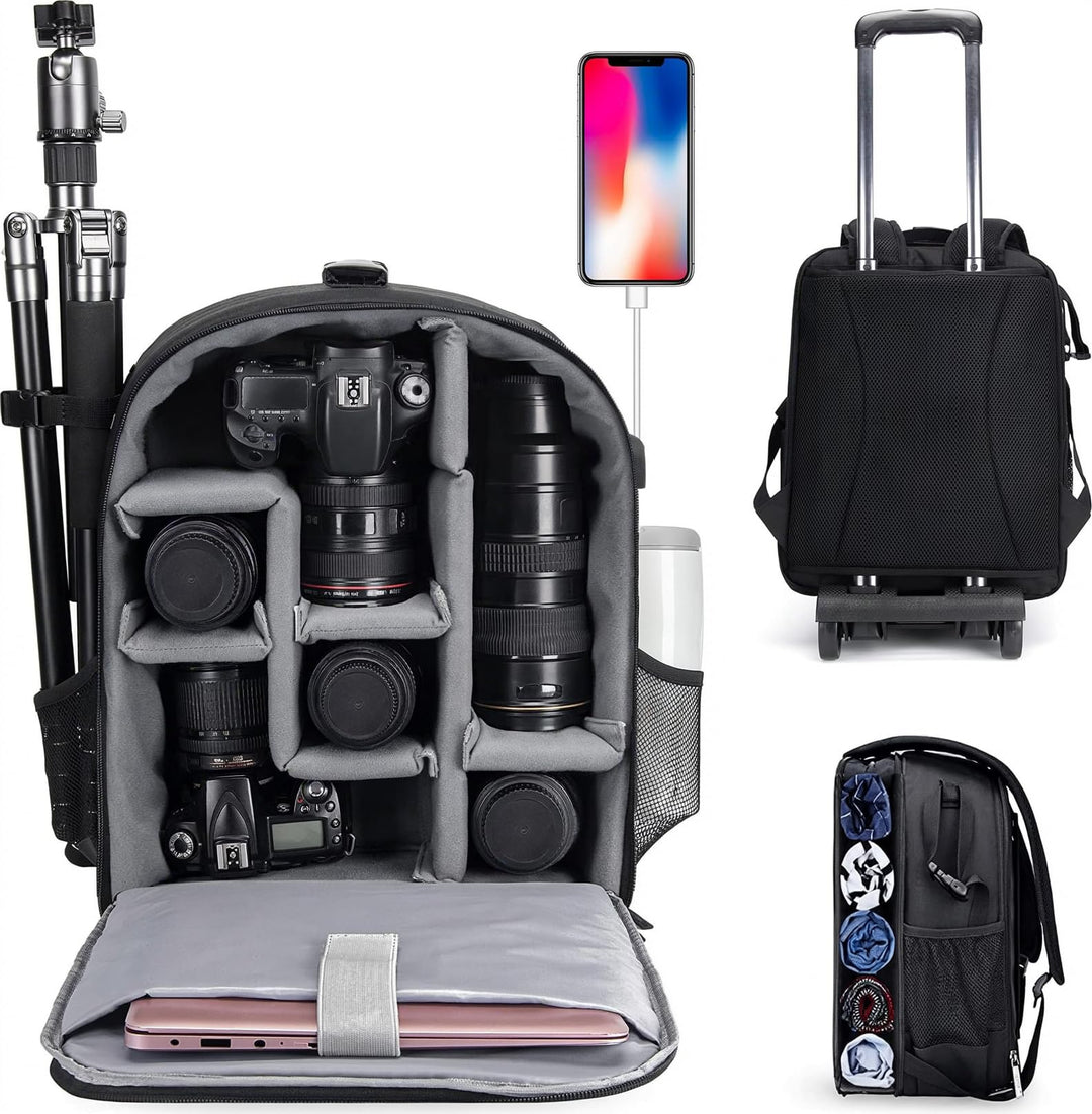 CADeN Professional Trolley Large Camera Backpack Bag for DSLR/SLR Mirrorless Camera Waterproof, Came