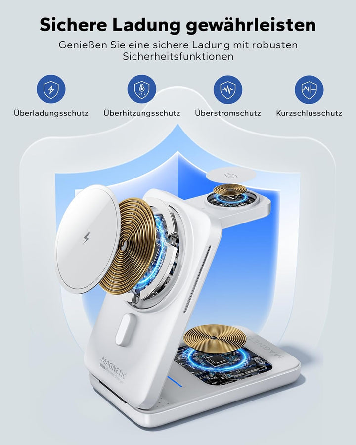 KPON Ladestation für Apple Watch und iPhone, 3 in 1 Faltbares Magsafe Ladegerät Schnellladung Kompat