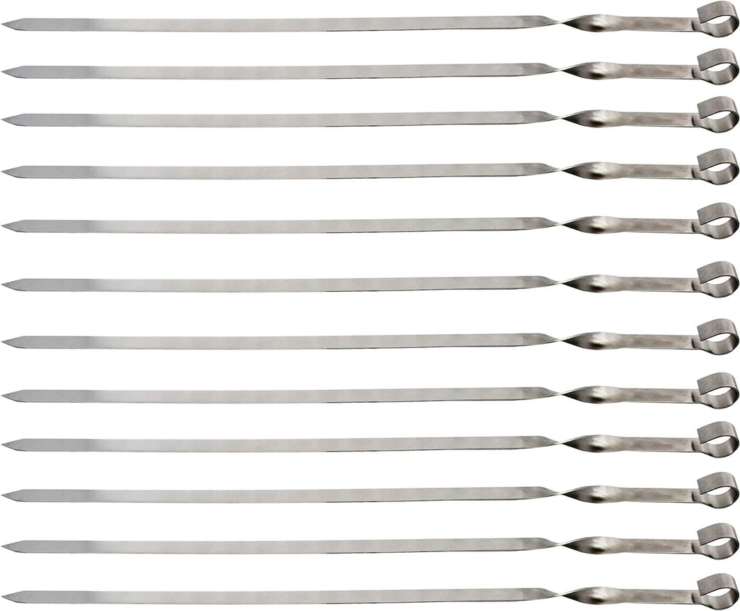 Olymp Edelstahl Schaschlikspiesse 60cm / 2mm Stärke / 1,5cm Breite/EXTRA STARK/Schampura Grillspiess