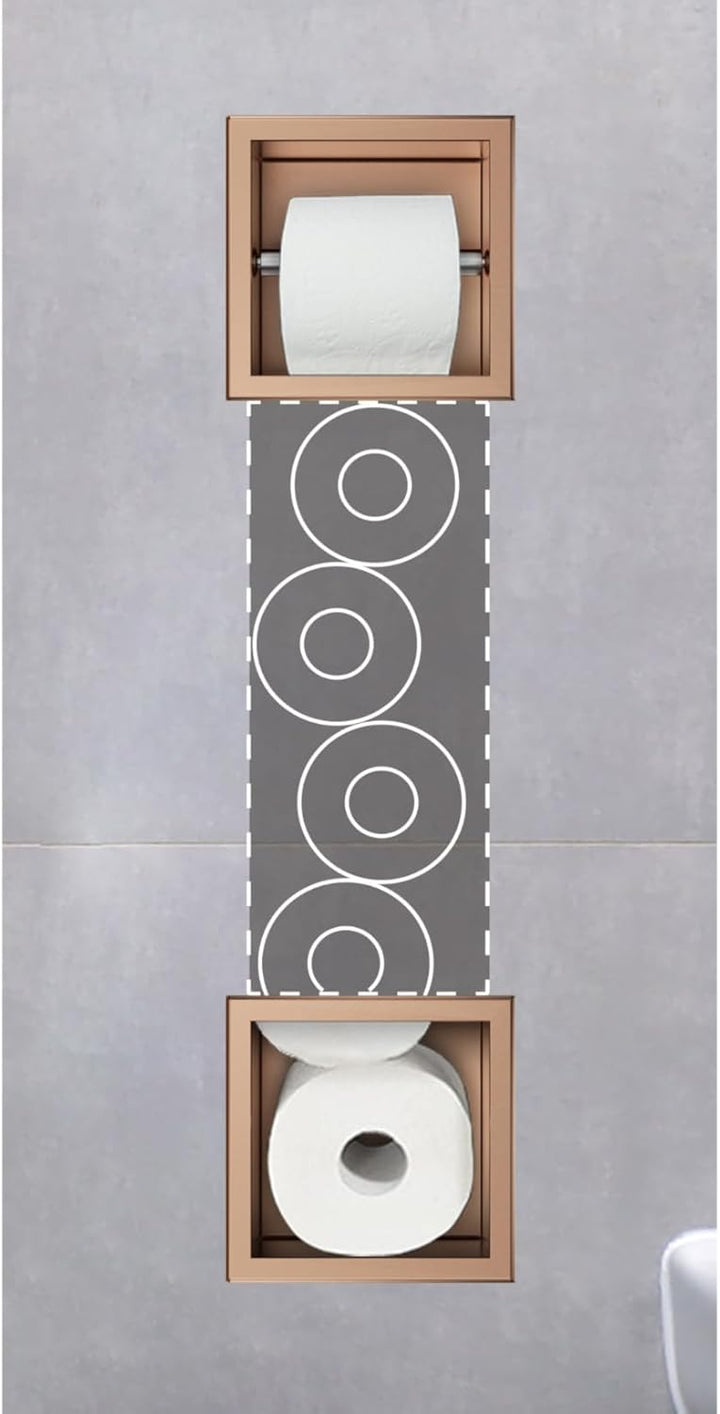 Balneo Toilettenpapierhalter mit Magazin für 6 Rollen, Kupfer, Edelstahl, 74x20,8x14,75 cm, Einbaumo