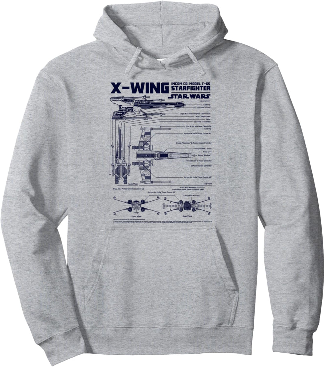 Star Wars X-Wing Schematics Poster Pullover Hoodie