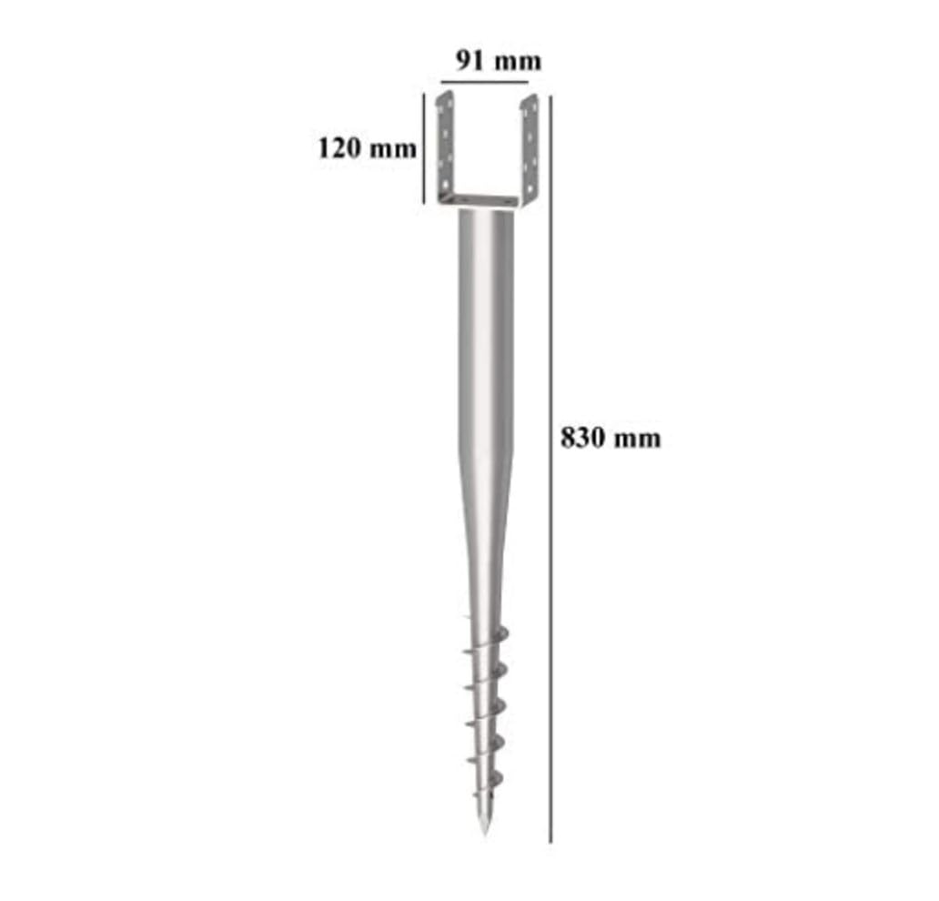 Krinner Bodenhülse U-Fix 91 (Eindrehbodenhülse für Kanthölzer, Pfostenträger, Länge 830 mm, für Holz