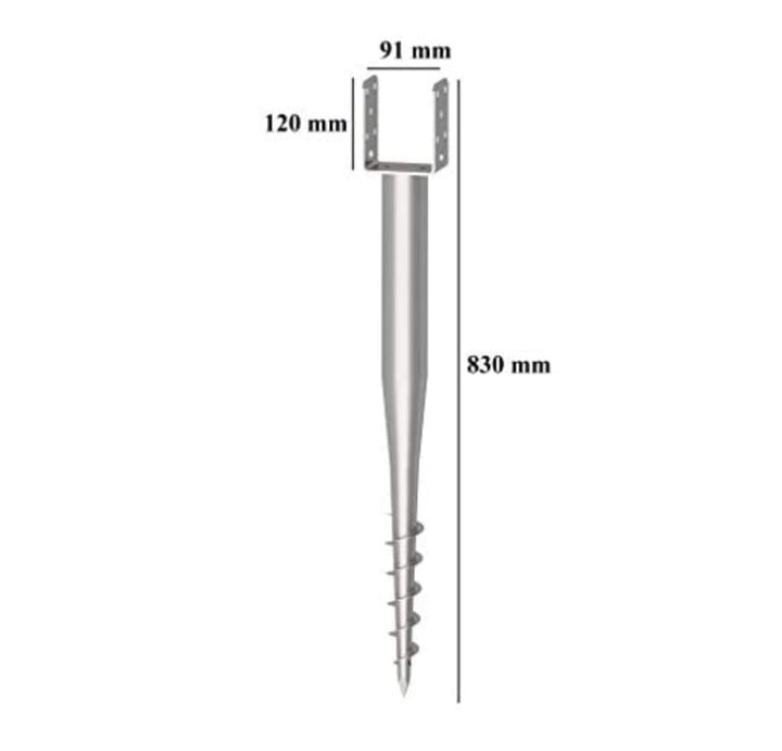 Krinner Bodenhülse U-Fix 91 (Eindrehbodenhülse für Kanthölzer, Pfostenträger, Länge 830 mm, für Holz