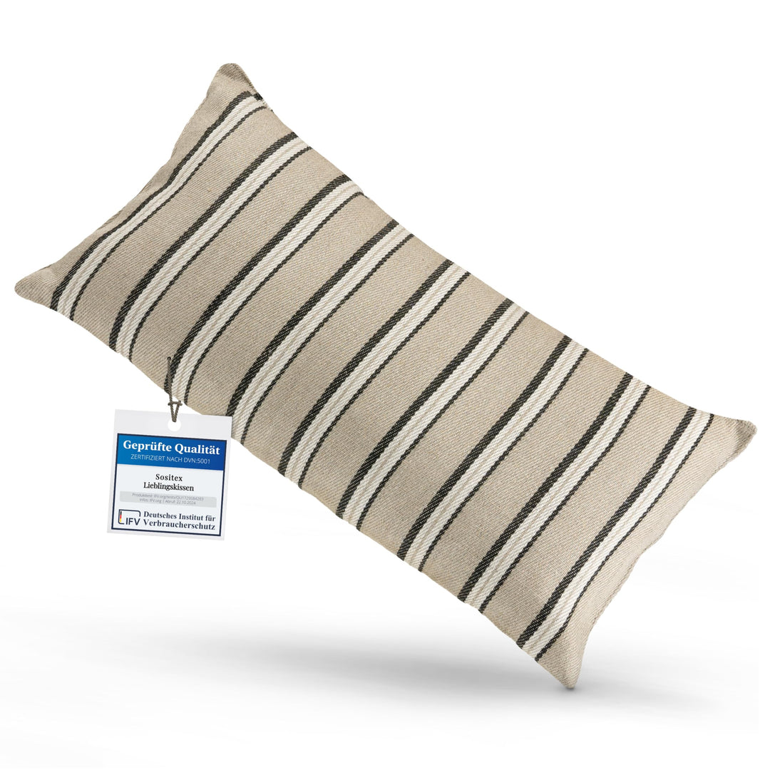 sositex | 1 Premium Saunakissen Lieblingskissen Reisekissen | Design: Moika | Masse: 50 x 25 cm, Lei
