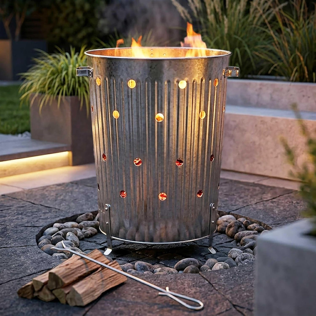 Spetebo Verbrennungstonne 75l verzinkt - Feuertonne Feuerschale Verbrenner Terrassenofen