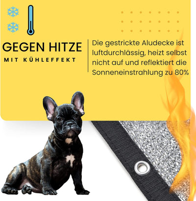 Rosi's Barf-Glück XL Schattennetz Auto 4x6 für Hunde 4x6 m – 24m² Alu UV Sonnenschutz Hitzeschutz Al