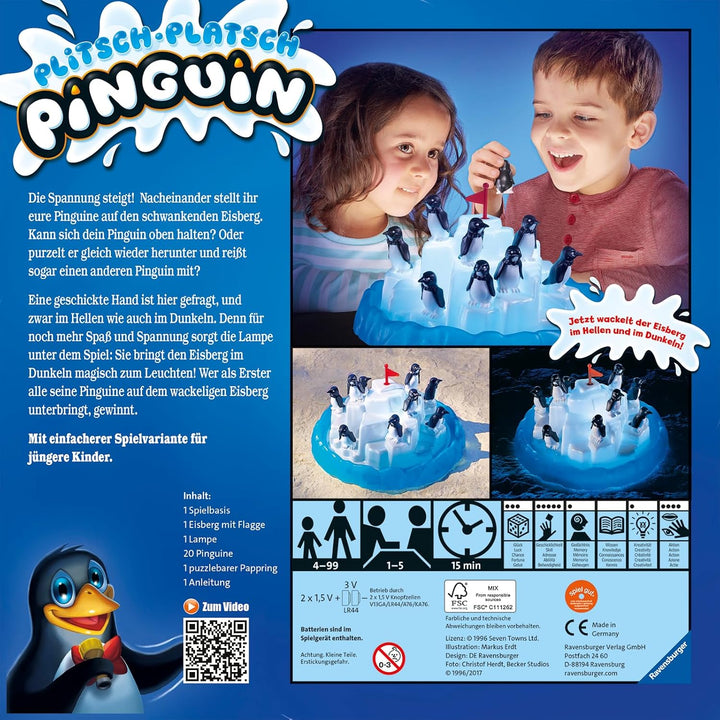 Ravensburger 21325 - Plitsch Platsch Pinguin - grosser Spielspass mit Geschicklichkeitsfaktor für Ki