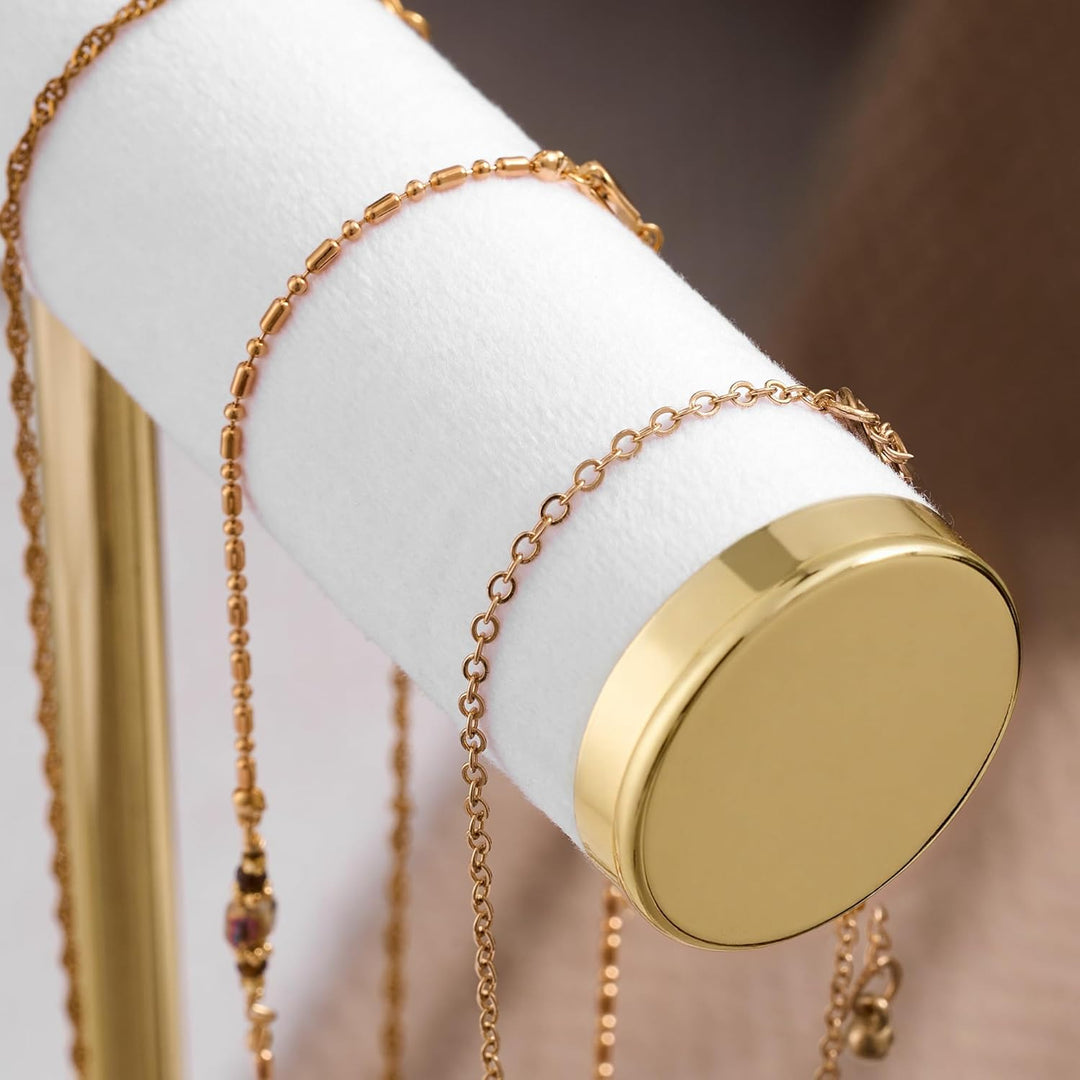 Schmuck Organizer mit 3 Ebenen - Weiss Schmuckständer Armbänder, Abnehmbarer T-Steg Schmuck Ständer,