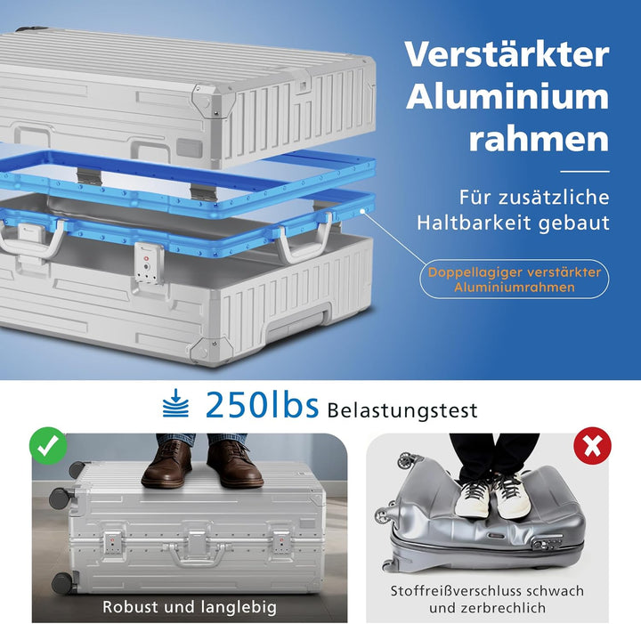 ALPHA CAMP Kofferset 2 Teilig Grösse M L Reisekoffer Leicht Hartschalenkoffer Polycarbonat Luggage S