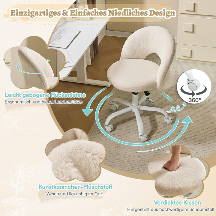 Bonnlo Homeoffice Stuhl, Schreibtischstuhl, Schminktisch Stuhl, Bürostuhl ohne Armlehnen, Drehstuhl