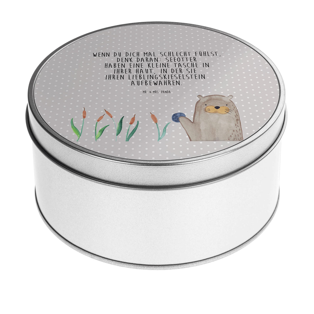 Mr. & Mrs. Panda Blechdose rund Otter Stein - Geschenk, Seeotter, Aufbewahrungskiste, Metallboxen, n