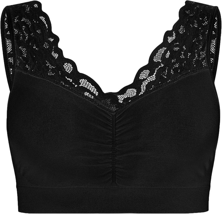 UnsichtBra Spitzen Bustier Damen BH ohne Buegel | 3er Set Wohlfühl Bustiers Tops mit feiner Spitze |