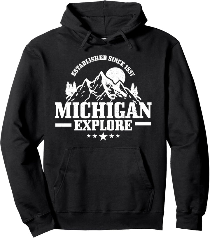 Michigan Est. 1837 Vintage Berge Outdoor USA Souvenir Pullover Hoodie