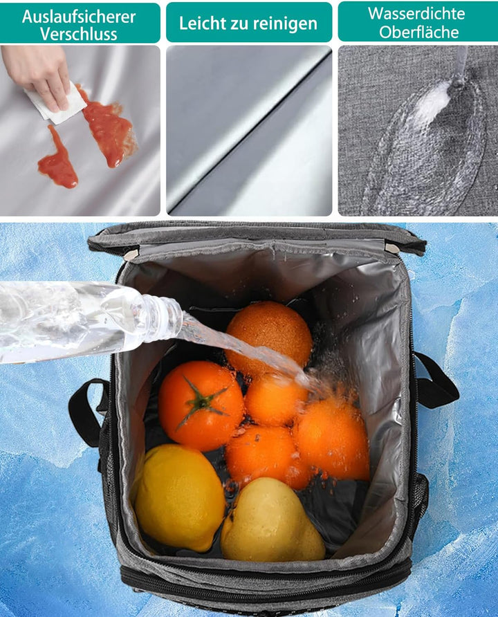 23L Kühlrucksack, Gross Kühltasche Isoliertasche, Tragbare Wasserdichter Picknickrucksack Damen Herr