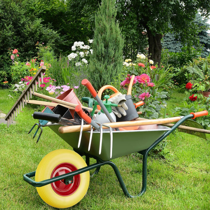 2 x Schubkarrenrad 4.80 4.00-8, Vollgummireifen und Stahlfelge, Ersatzrad pannensicher, 100kg Tragla