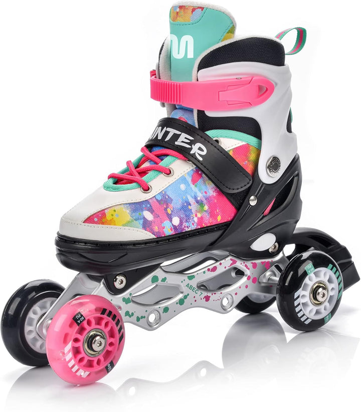 meteor® Inlineskates 4in1 Kinder Inliner Rollschuhe Roller Blades Quad Skates Carbon Kinder Inlinesk