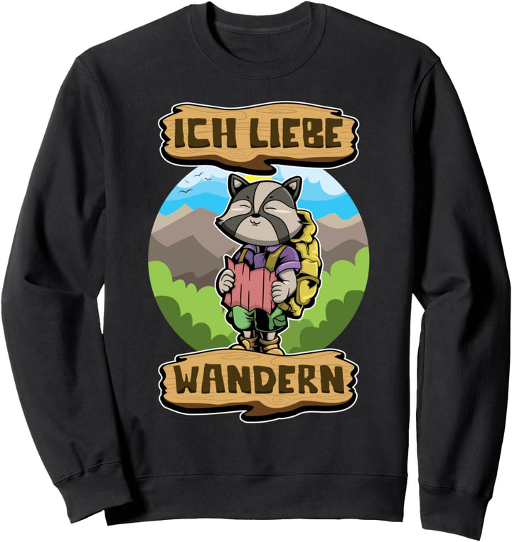 Ich Liebe Wandern - Wandertiere - Süsser Wanderer Waschbär Sweatshirt