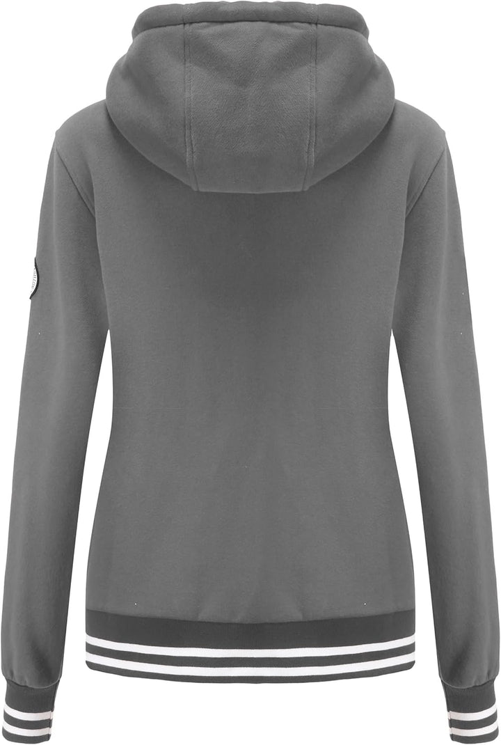 TrendiMax Damen Sweatjacke Kapuzenpullover Zip Hoodie Kapuzenjacke Winter Sweatshirt Jacke L Grau, L