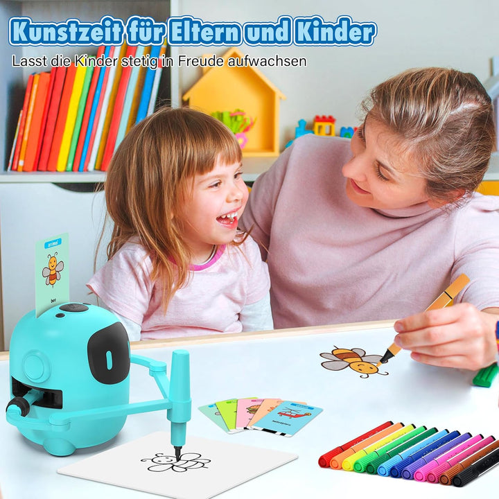 Zeichenroboter für Kinder, Drawing Robot mit 100 Karten, Sprachinteraktiver Malroboter Lernspielzeug