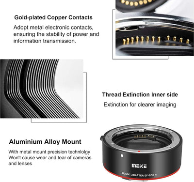 Meike Metall-Objektivadapter EF-EOSR Autofokus Mount Konverter für Canon EF/EF-S Objektiv auf EOS-R