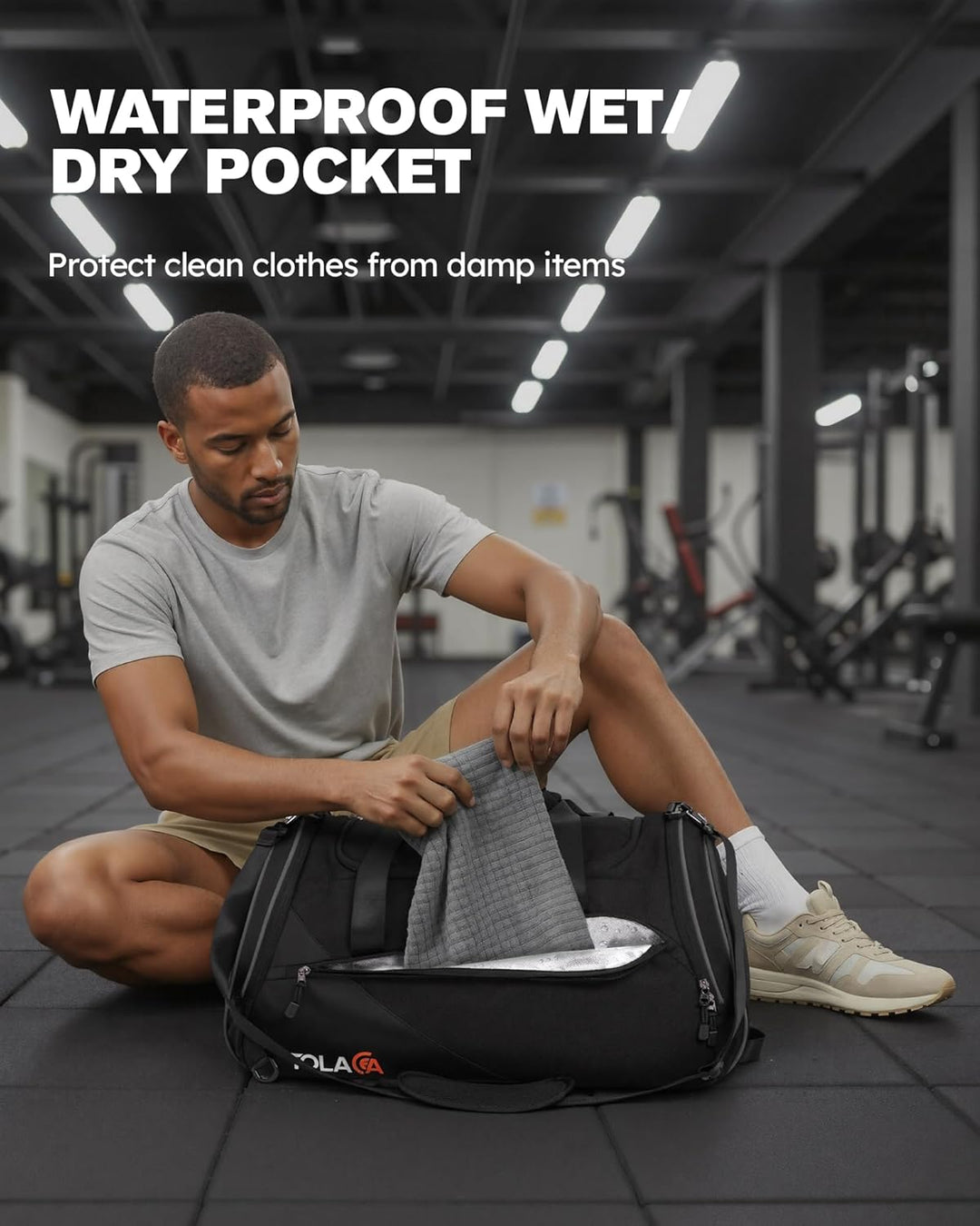 Tolaccea SporttascheHerren und Damen47L – Schuhfach&Nassfach, Rucksack‑Duffel Trainingstasche für Fi