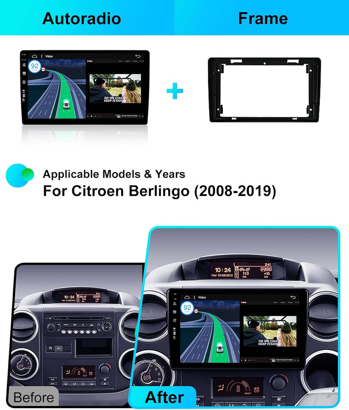 Android 16 IPS Autoradio Passt für Citroen Berlingo (2008-2019) - Eingebautes CarPlay Android Auto -