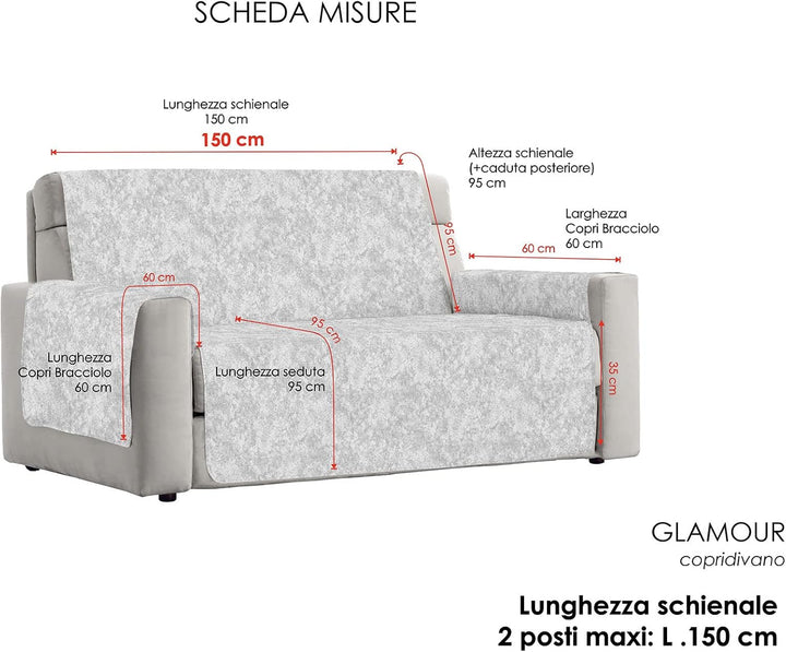 Italian Bed Linen “Glamour” rutschfest Sofa Abdeckung, Braun, 2 Plätze Maxy 2 Plätze maxy Braun, 2 P
