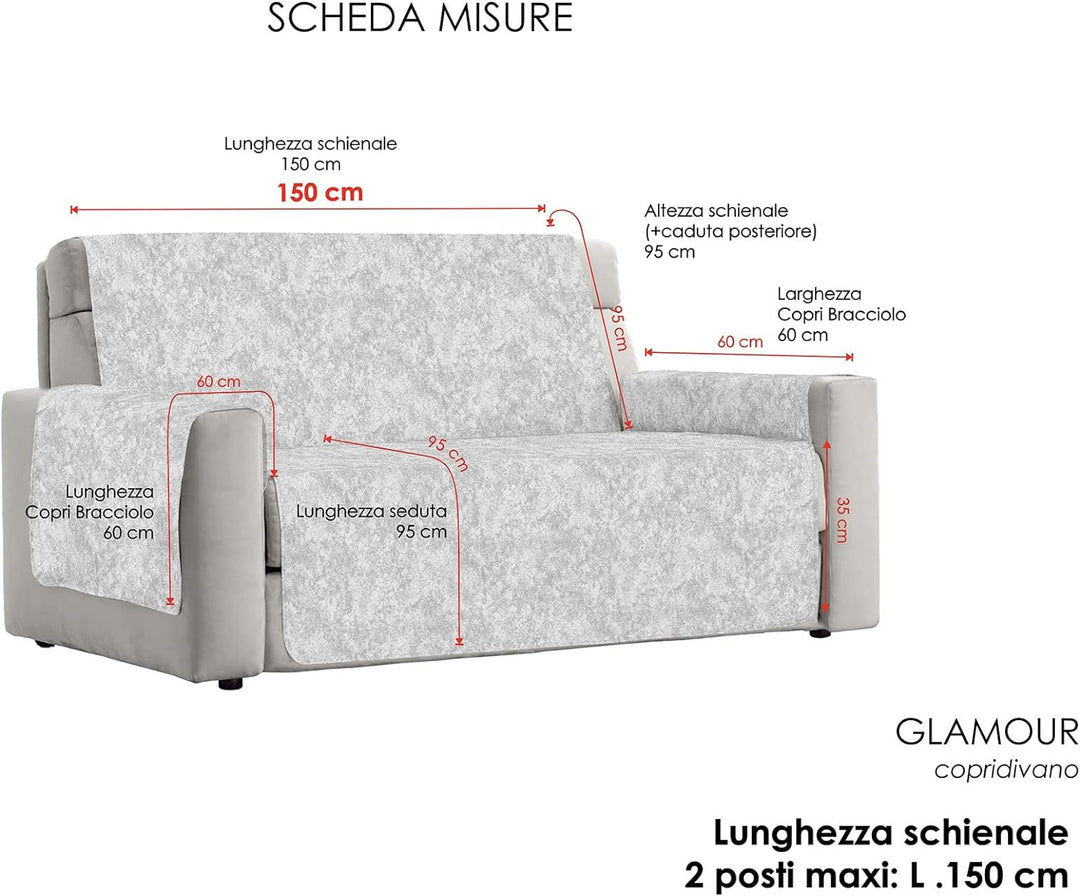Italian Bed Linen “Glamour” rutschfest Sofa Abdeckung, Braun, 2 Plätze Maxy 2 Plätze maxy Braun, 2 P