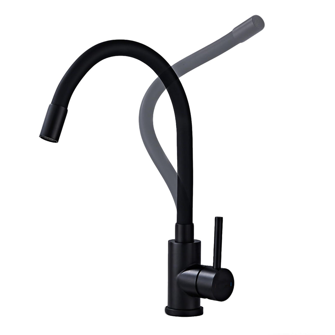 Wasserhahn Küche mit Flexibler Auslauf, Wasserhahn Küche Schwarz Matt, Mischbatterie Küche Schwarz 3
