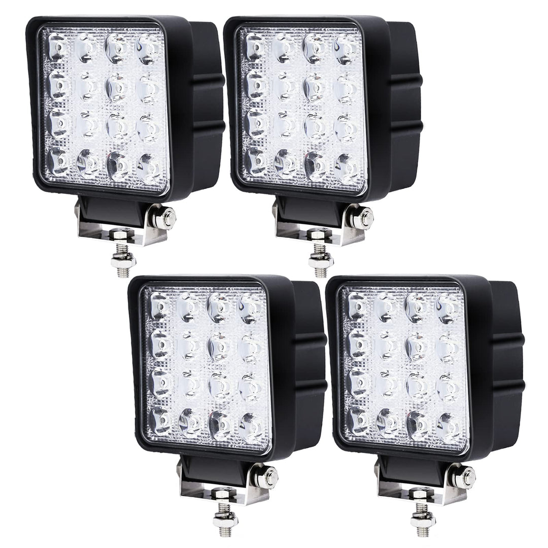 Lospitch Rechteck LED Arbeitsscheinwerfer 12Volt 24V 48W LED Scheinwerfer für traktor,LKW,Offroad, S