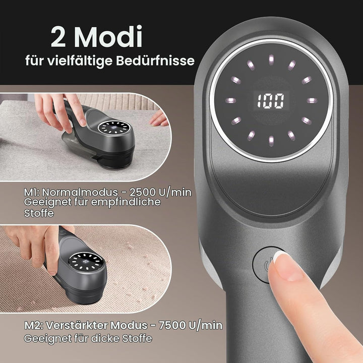 Fusselrasierer Elektrisch, Tragbarer Elektrischer Fusselentferner USB Wiederaufladbar mit LED-Digita