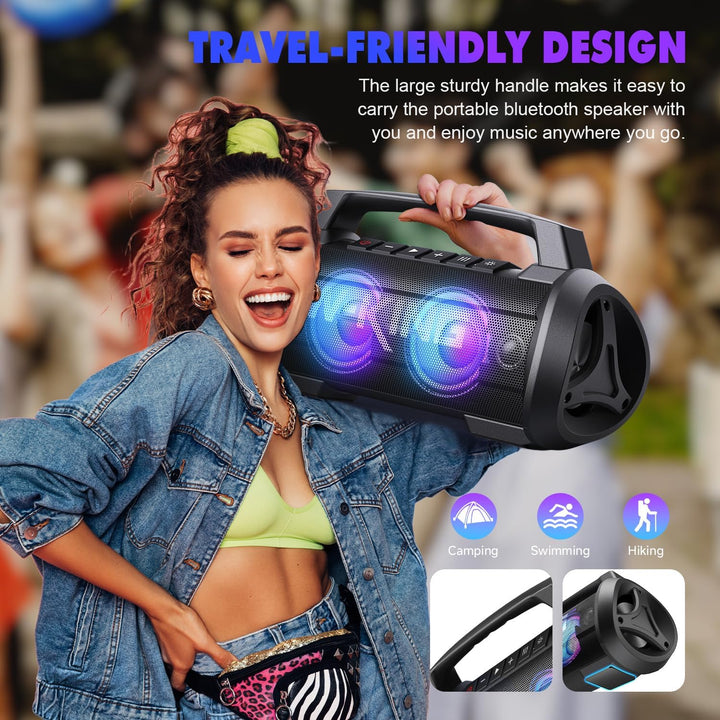 70W (100W Peak) Bluetooth Lautsprecher, W-KING Musikbox Bluetooth Box Gross Boombox Bass Boost, Part