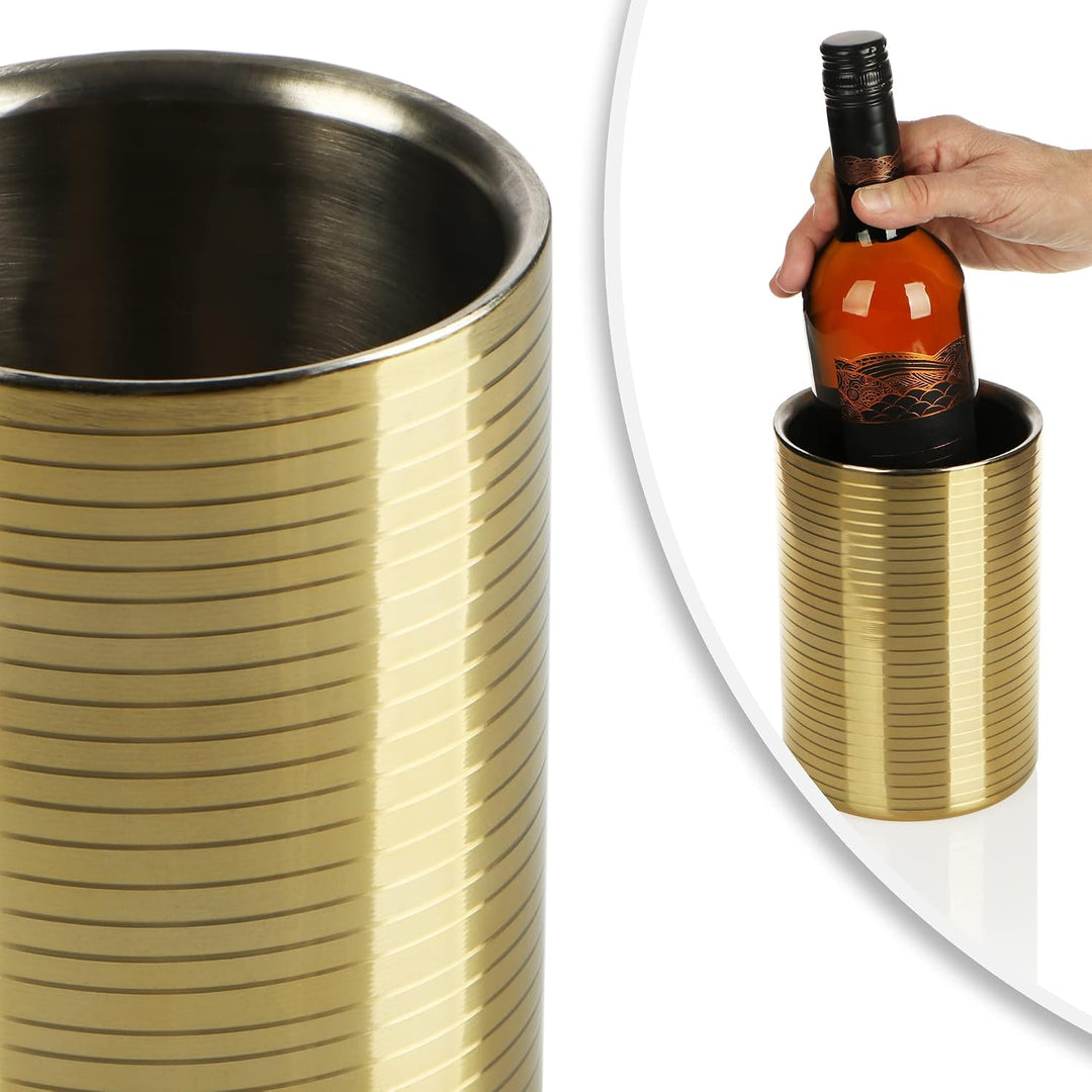 com-four® Flaschenkühler - Sektkühler - Eiswürfelkühler aus Edelstahl, Weinkühler - Eiswürfelkübel d