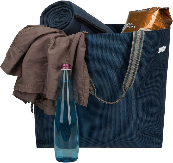 anndora XXL Shopper Blau Hahnentritt - Strandtasche 40 Liter Schultertasche Einkaufstasche, Blau Hah