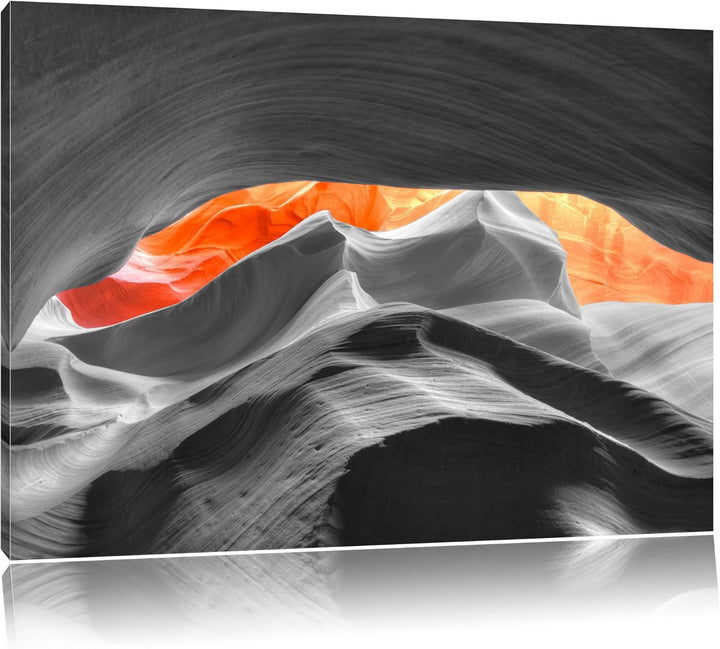 beeindruckender Antelope Canyon schwarz/weiss Format: 100x70 auf Leinwand, XXL riesige Bilder fertig