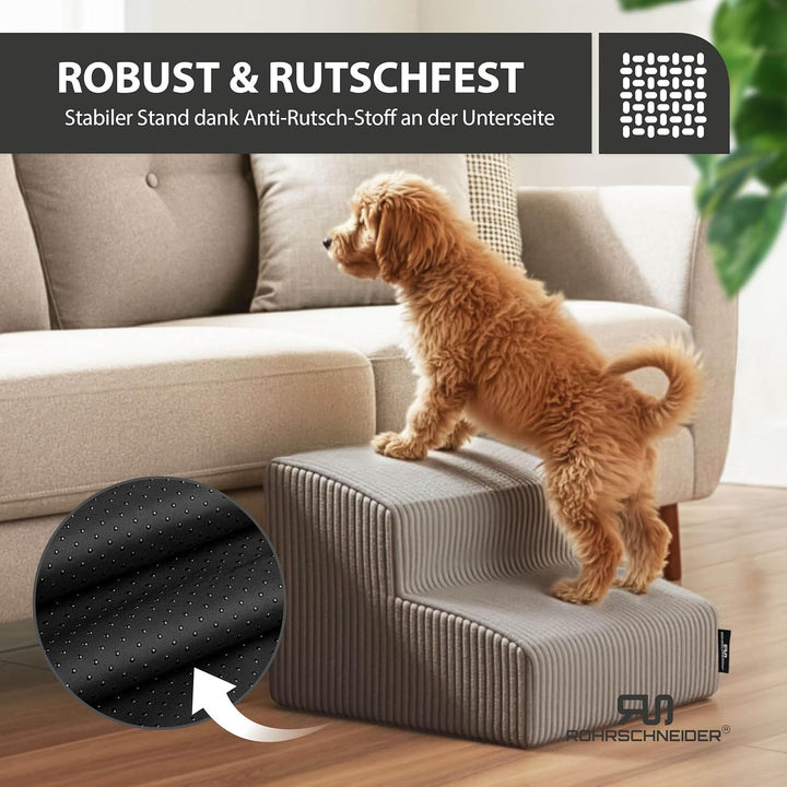 Rohrschneider Hundetreppe kleine Hunde | Made in EU | Haustiertreppe mit Rutschfester Unterseite | K