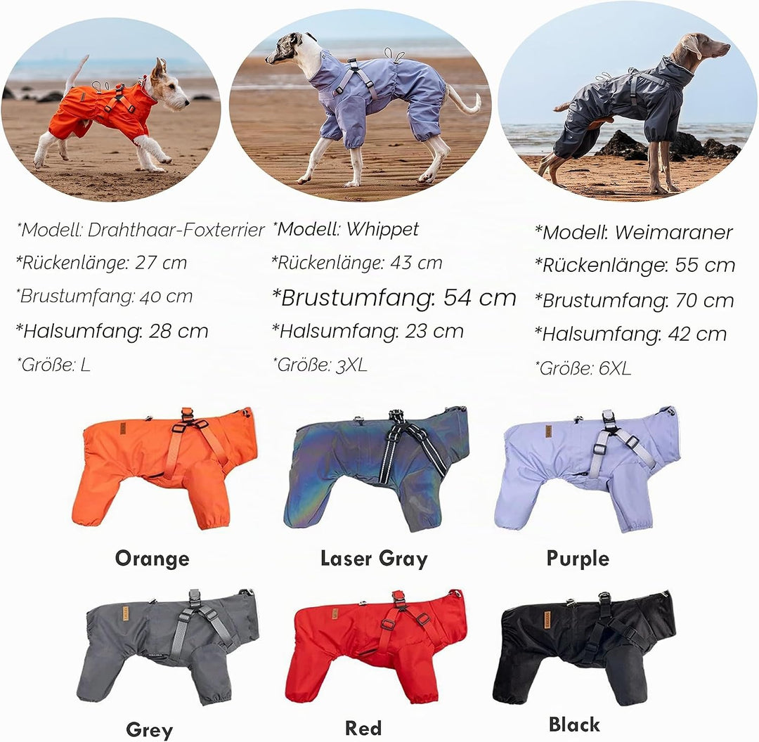 BT Bear Hundegeschirr-Regenmantel, verstellbare 4 Beine, Hunde-Regenjacke mit Geschirr, reflektieren
