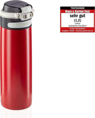 Leifheit Thermobecher Flip 600ml, Kaffeebecher 100% dicht, praktisches Öffnen mit einer Hand, Trinkb