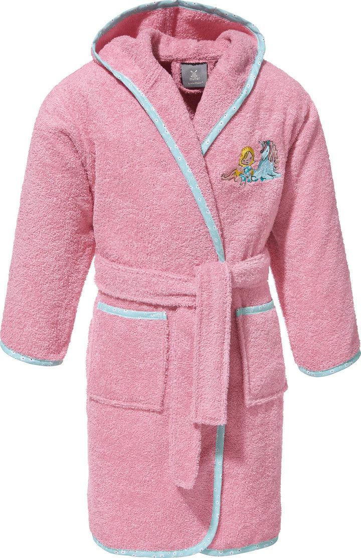Erwin Müller Kinder-Bademantel mit Kapuze Frottier rosa Grösse 98/104 - angenehm weich, saugstark, m
