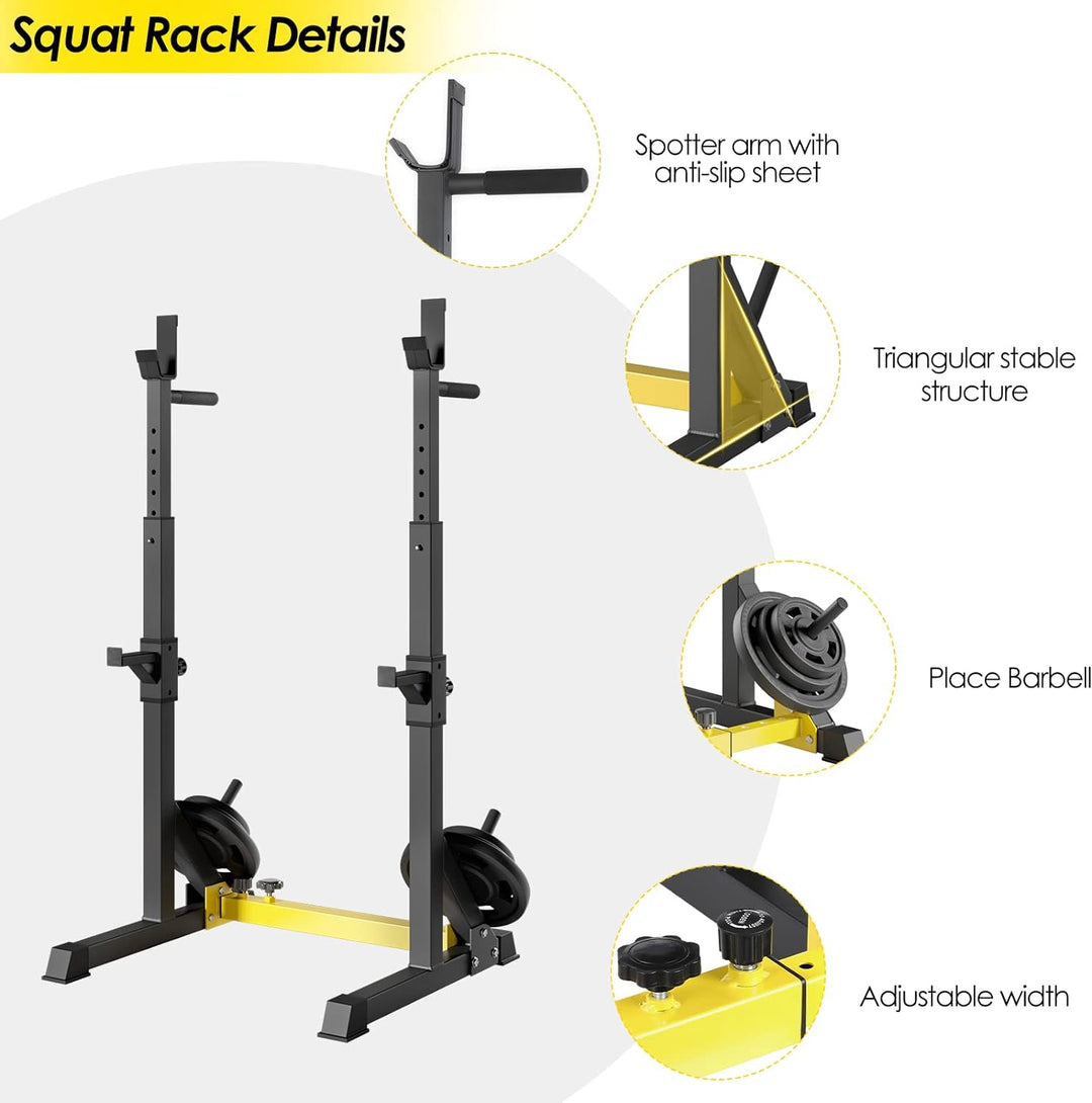 Squat Rack Hantelständer, verstellbare Langhantelablage höhenverstellbar, Multifunktione Kniebeugens